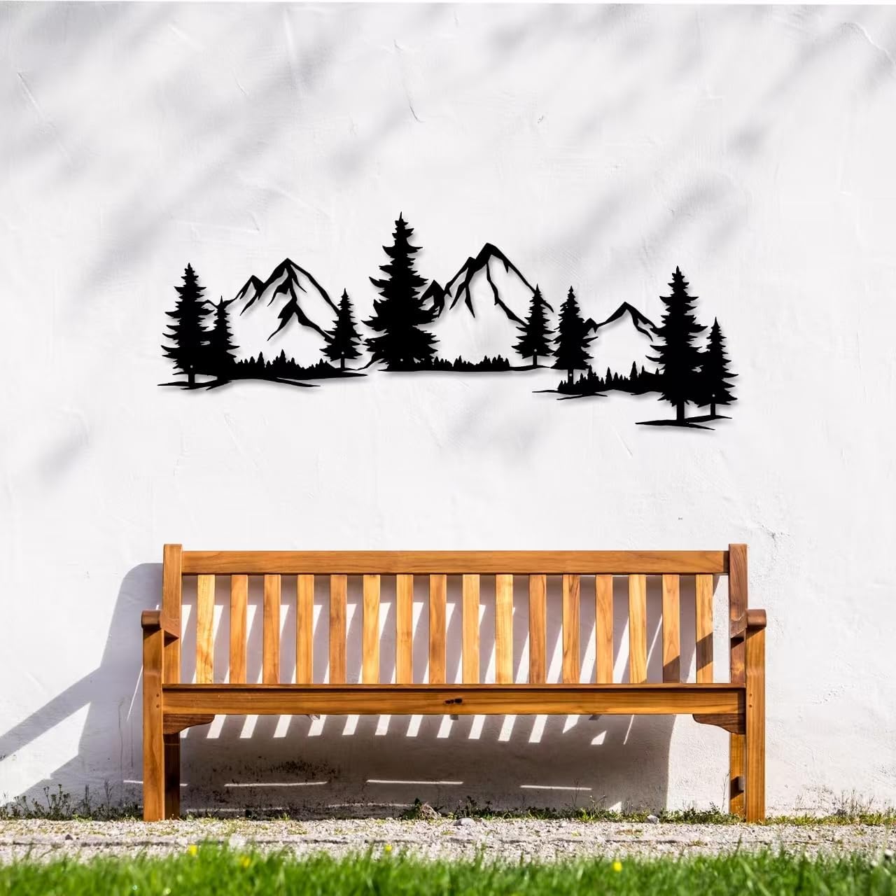 Xedatric Mountain Forest Metal Wall Art 15x44 Inch Nature Landscape Decor