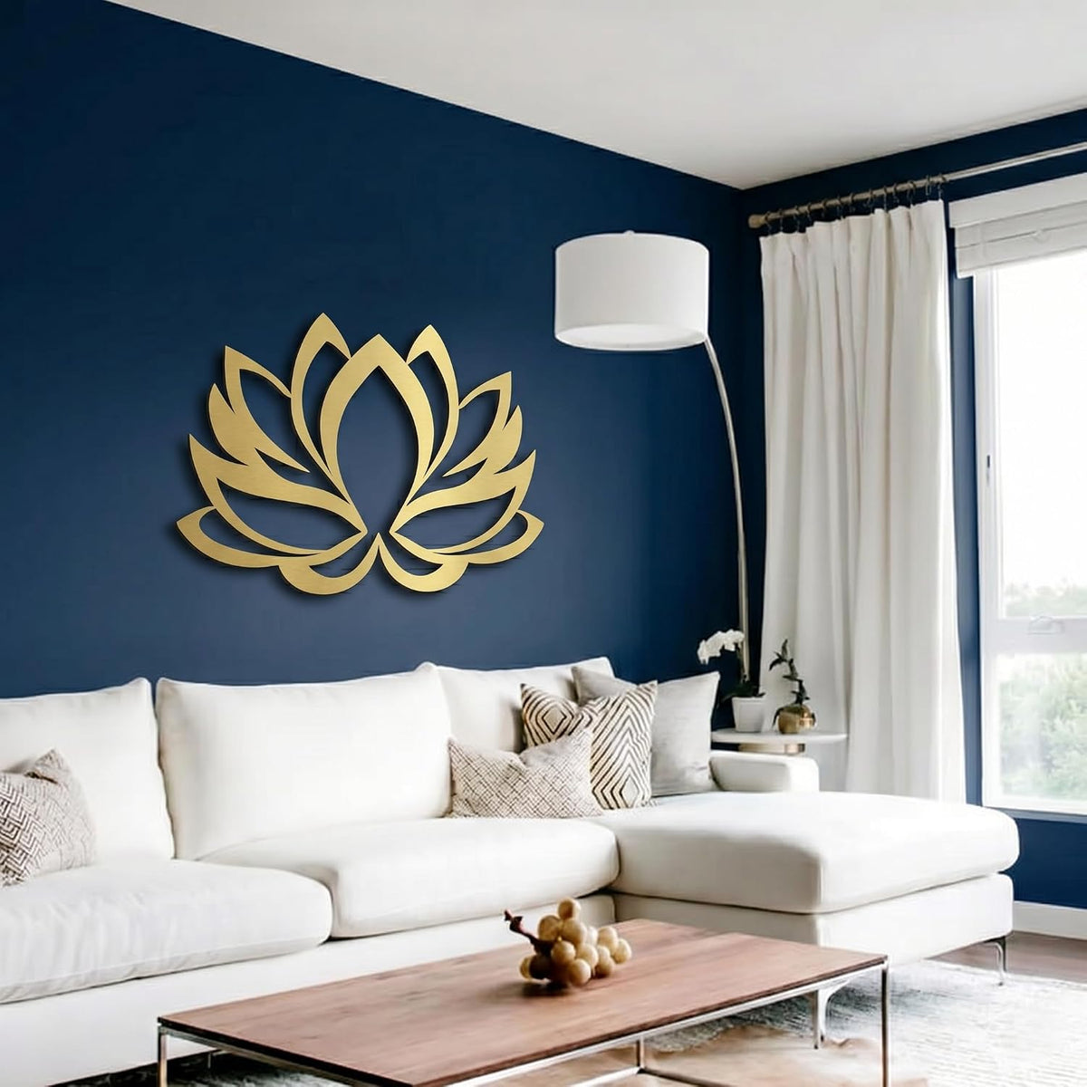 DEKADRON Metal Wall Art - Lotus Flower - 3D Wall Silhouette Metal Wall Decor Home Office Decoration Bedroom Living Room Decor Sculpture (Gold, 30" Wx20 H / 75x50cm)