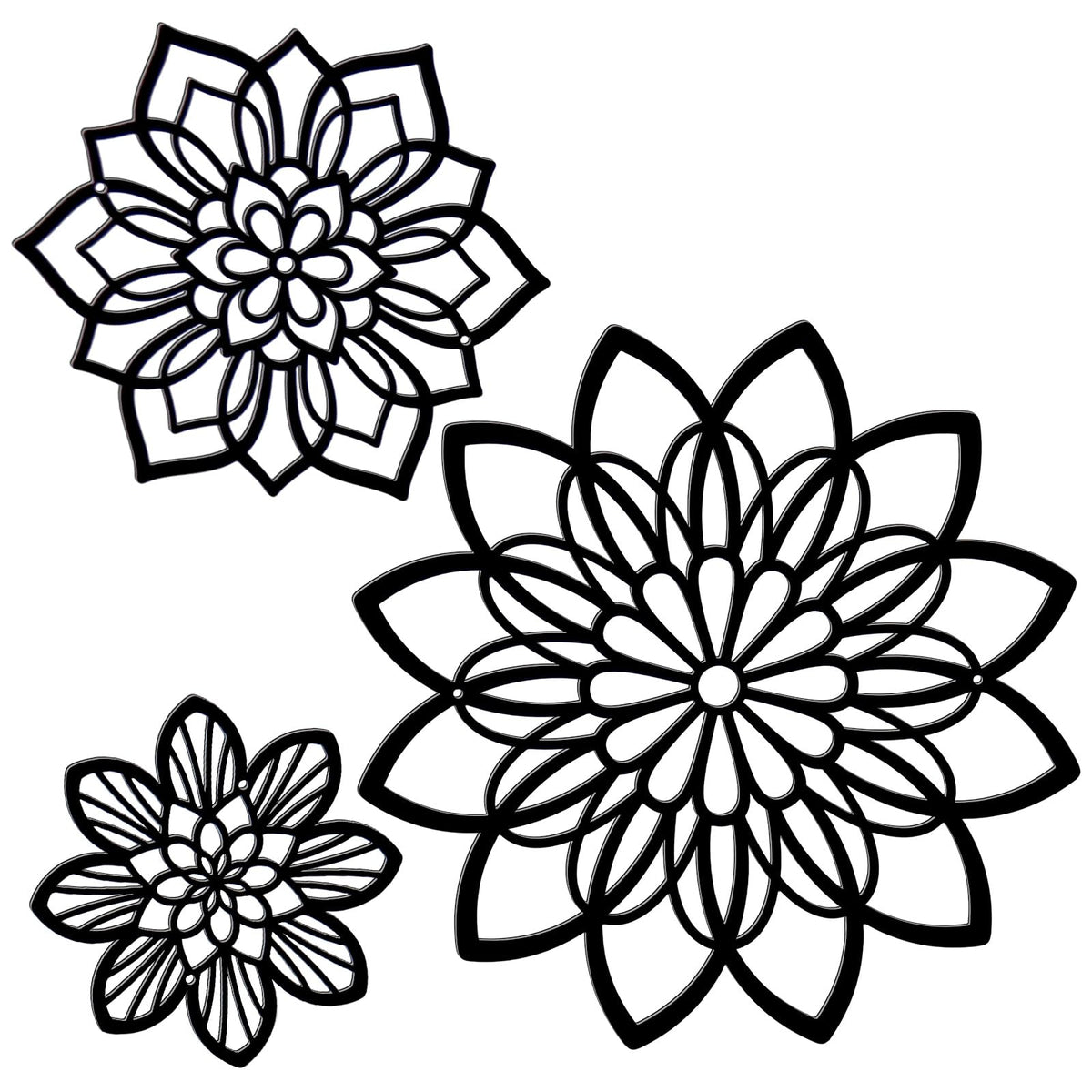 Zzbakress 3 Pcs Metal Flowers Wall Art Bathroom Wall Decor, Black Elegant