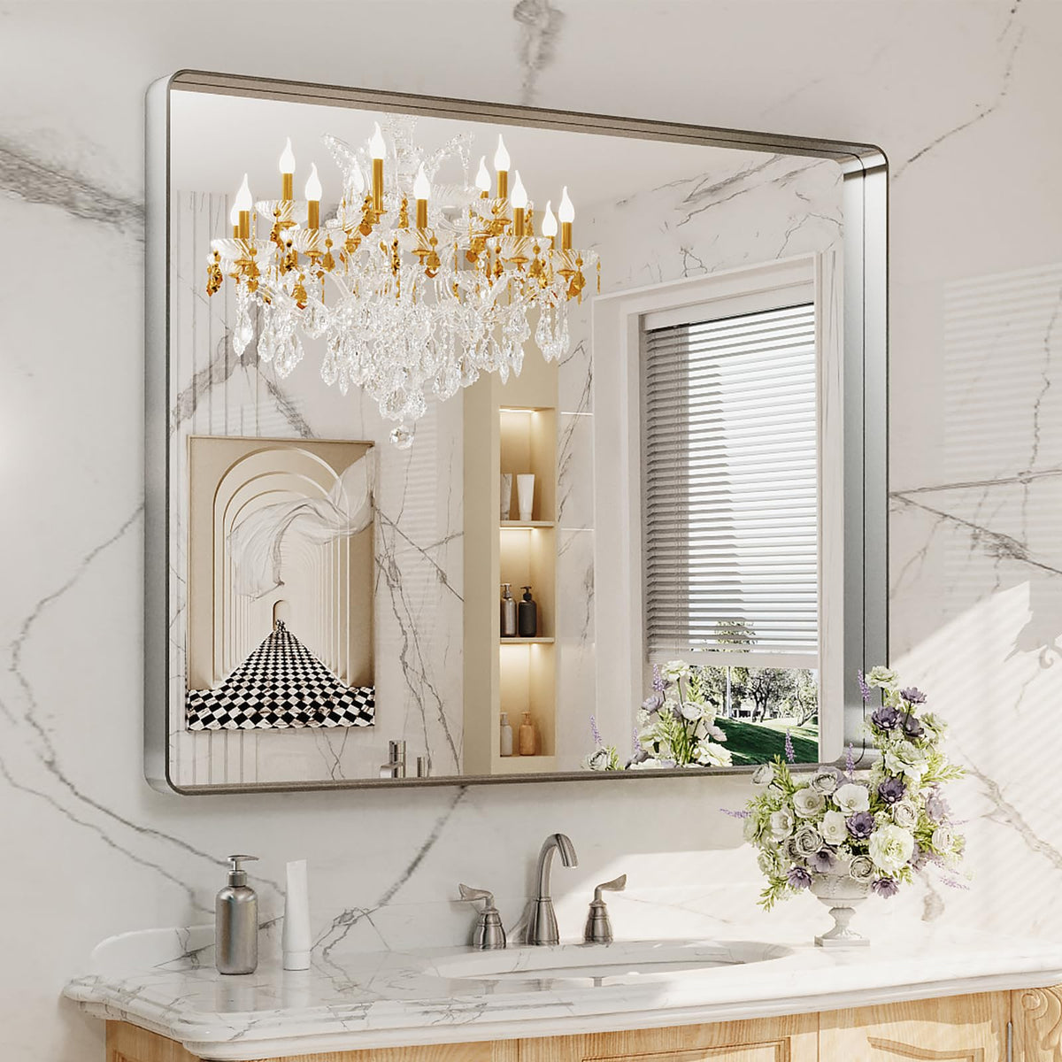 LOAAO 22X30 Inch Black Bathroom Mirror Metal Framed