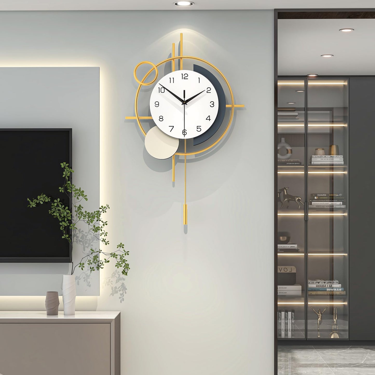 Wall Clock for Living Room Decor Modern Clock Pendulum Silent