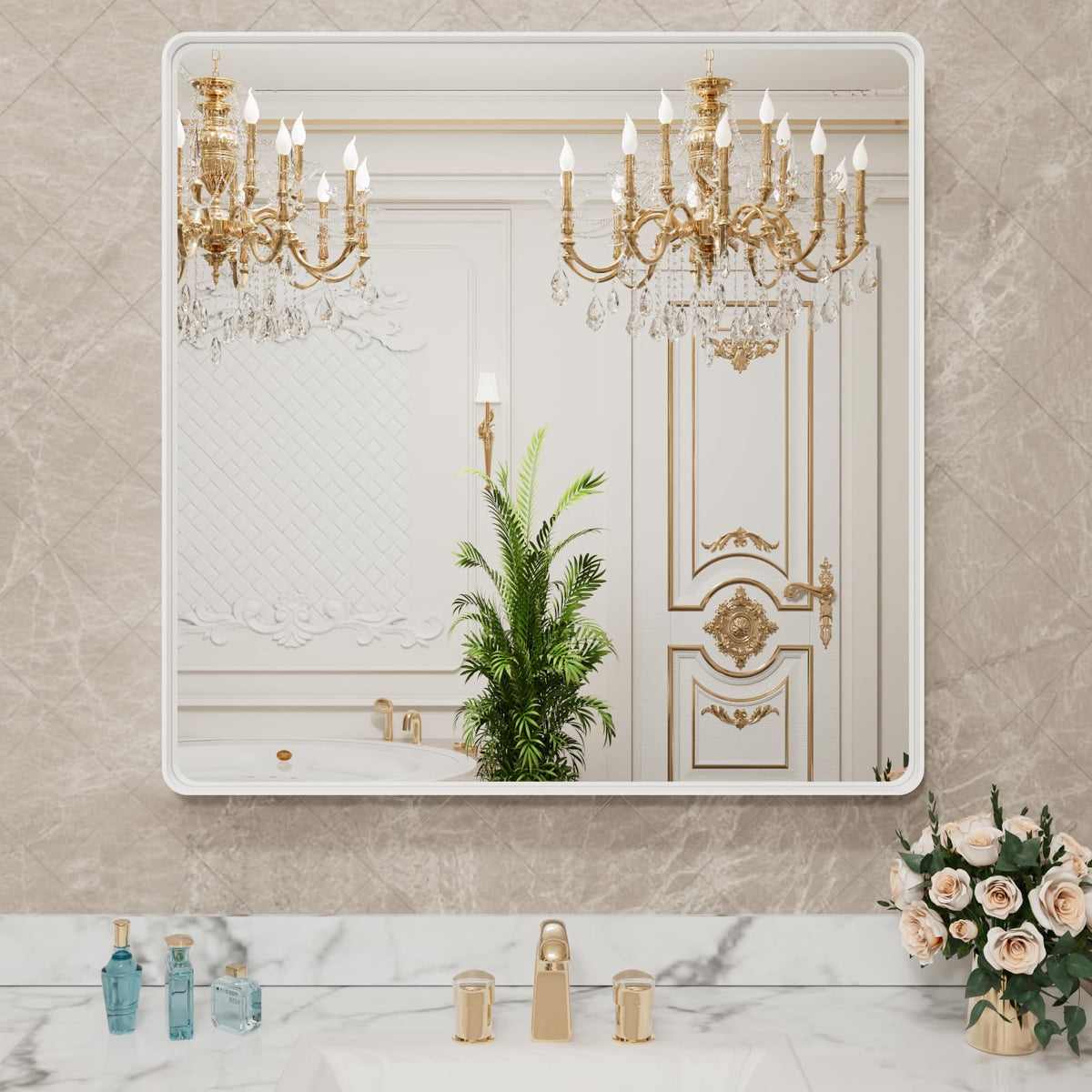 LOAAO 22X30 Inch Black Bathroom Mirror Metal Framed