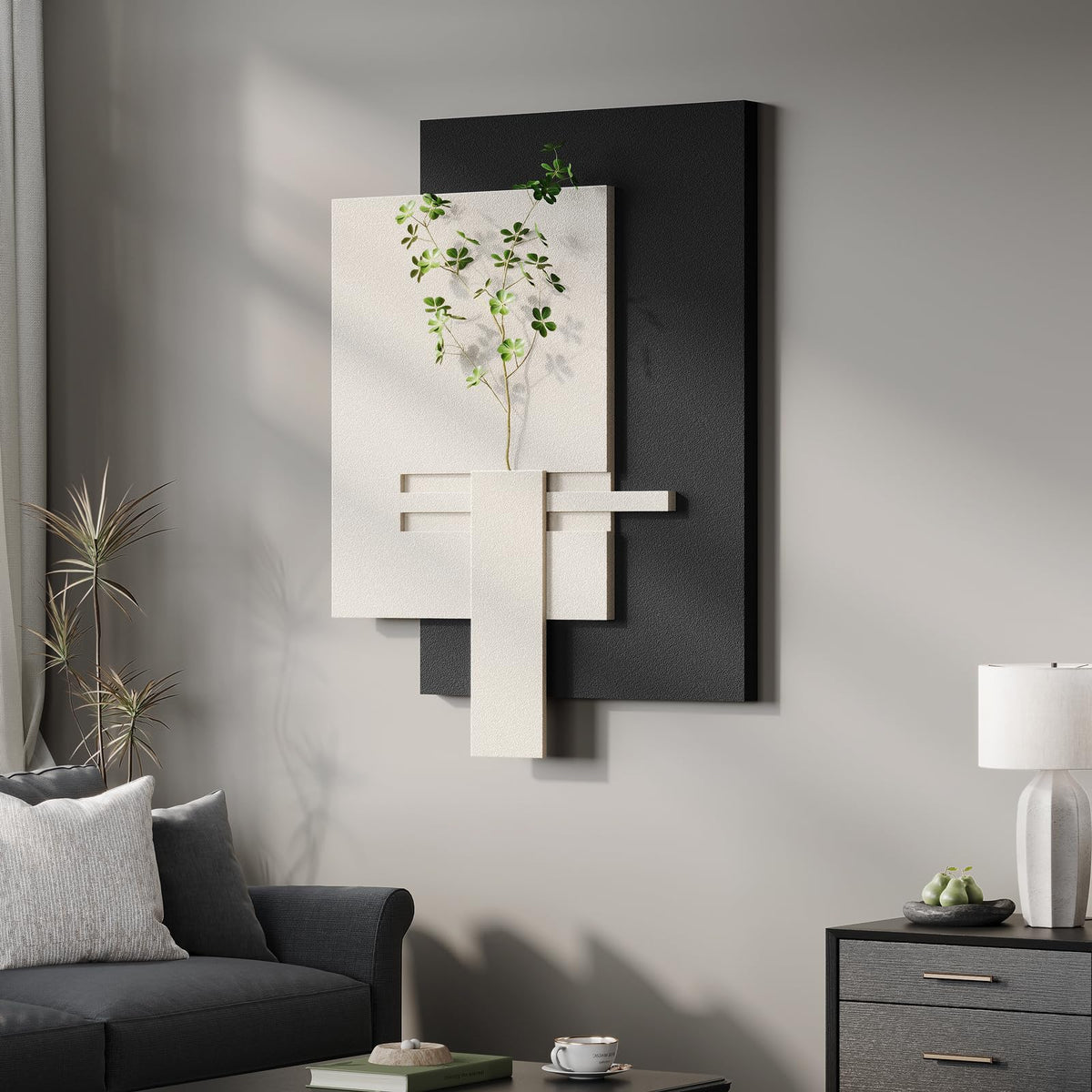 Large Wood Abstract Wall Art for Living Room, Modern 3D Artwork for Walls
