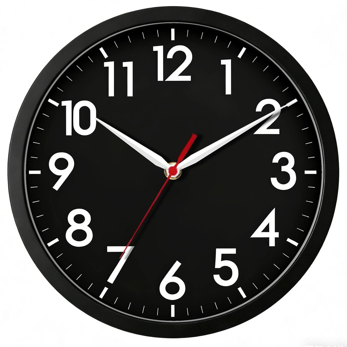 AKCISOT 12 Inch Wall Clock, Silent Battery Operated Analog Clock, Black
