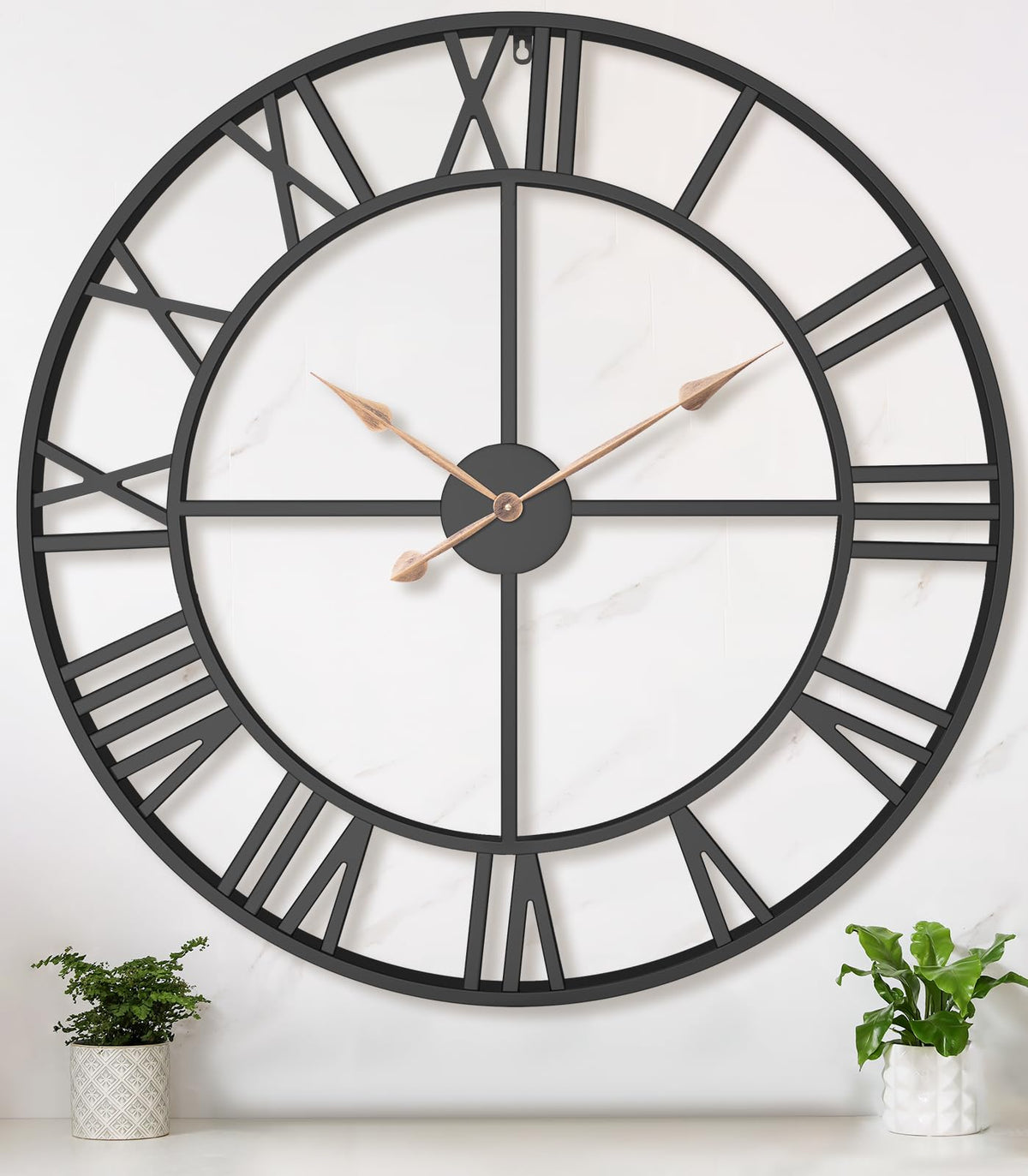 Pytha Sight 24 Inch Roman Numerals Large Wall Clocks for Living Room Decor