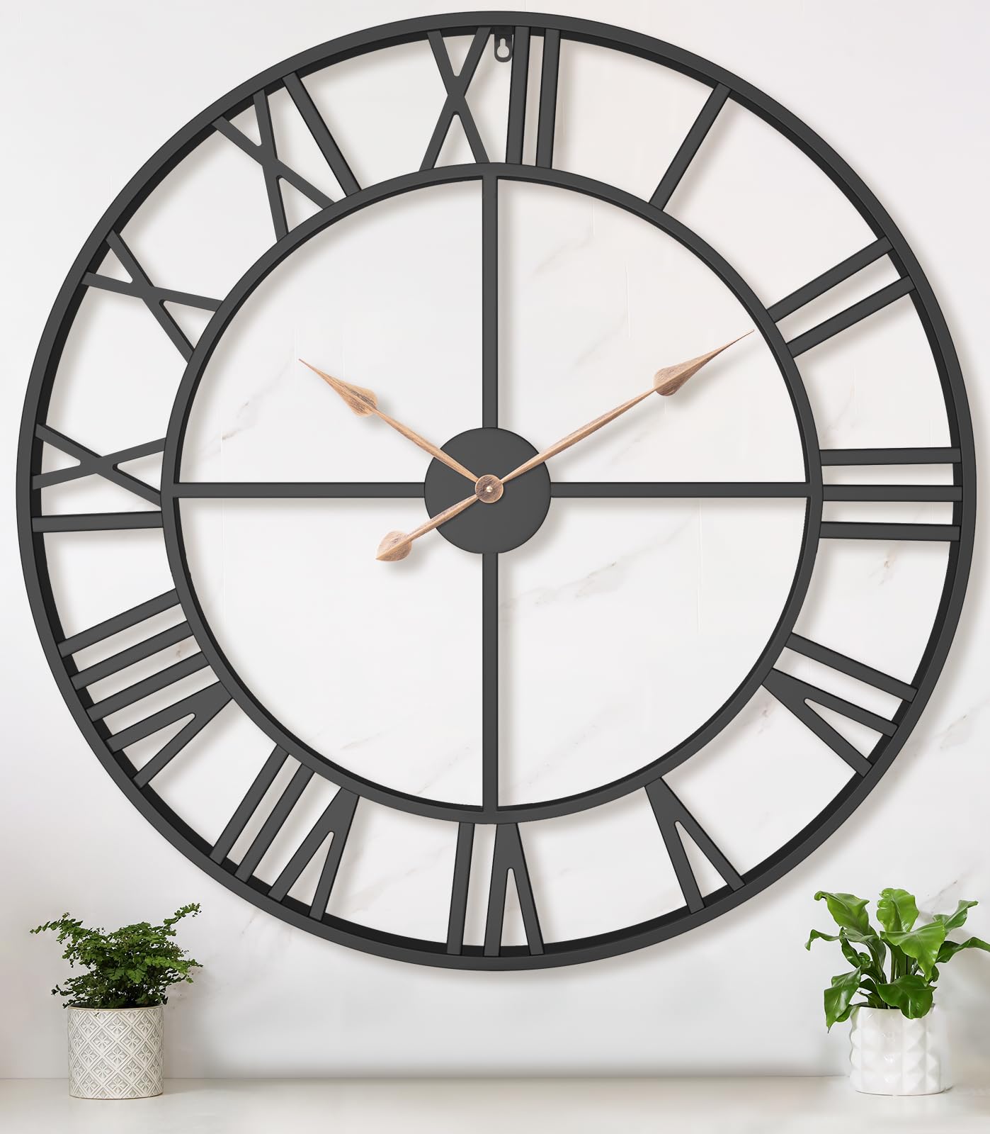 Pytha Sight 24 Inch Roman Numerals Large Wall Clocks for Living Room Decor