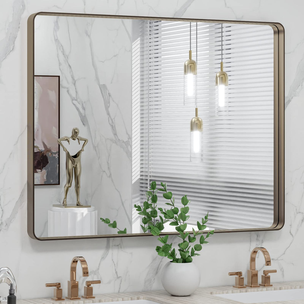 LOAAO 22X30 Inch Black Bathroom Mirror Metal Framed