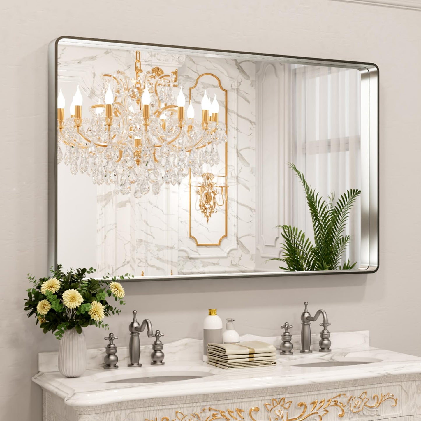 LOAAO 22X30 Inch Black Bathroom Mirror Metal Framed