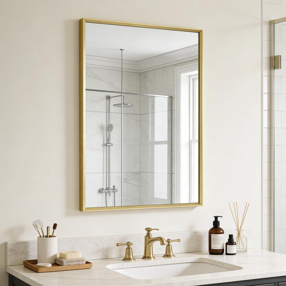 Ruomeng Wall Mirror Rectangle Decorative Mirror 12x16 Inch, Black