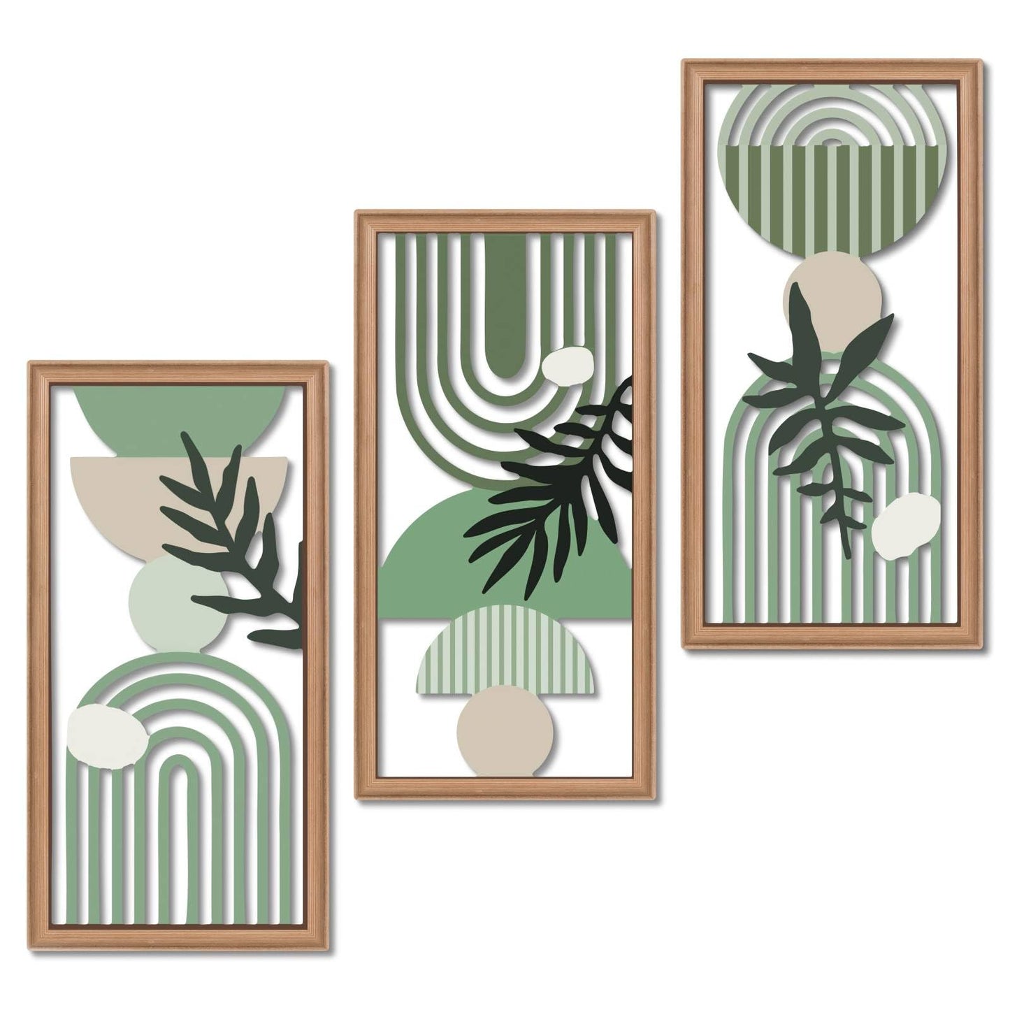 Putuo Decor Boho Mountain Wall Art Set of 3, Rustic Wooden Wall Decor, Nature-Inspired Geometric Artwork, Mid-Century Modern Aesthetic for Living Room, Bedroom, Office Brown 16.5 x 8.6 inch