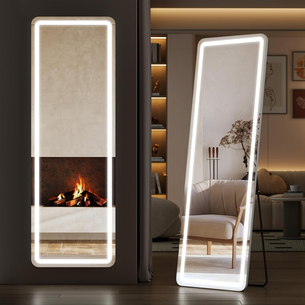 Sweetcrispy LED Full Length Floor Mirror, 65"x21" Lighted Full Body Mirror
