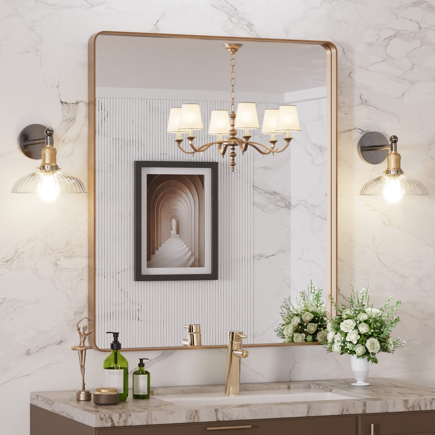 LOAAO 22X30 Inch Black Bathroom Mirror Metal Framed