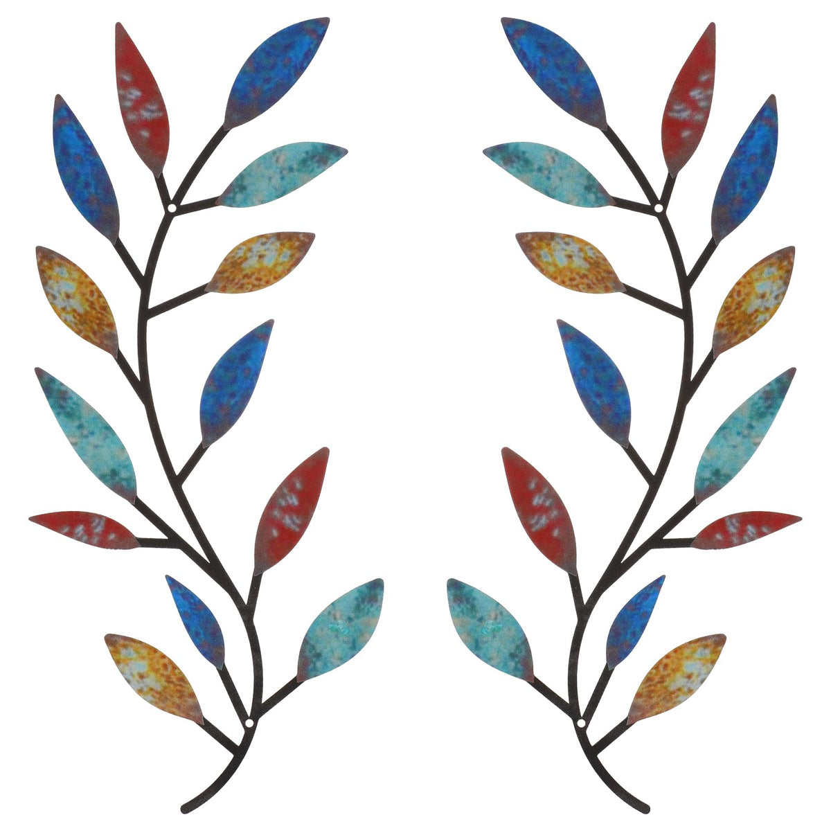 Zhengmy 2 Pcs Metal Leaf Wall Art Vine Branch Decor,Bright Colors