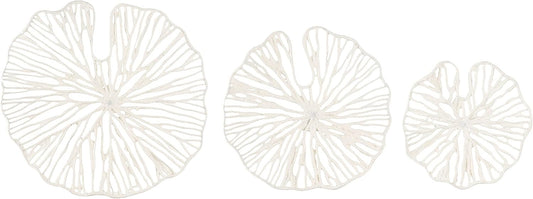 Creative Co-Op Handmade White Coral Shaped Paper & Metal Wall Decor (Set of 3 Sizes)