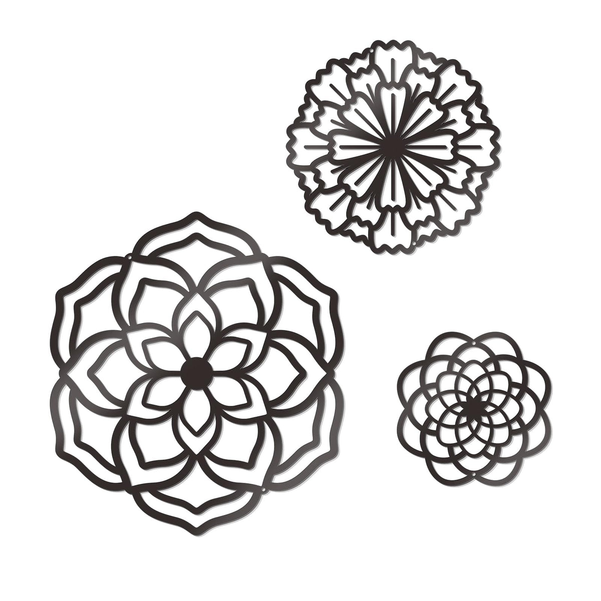 Zzbakress 3 Pcs Metal Flowers Wall Art Bathroom Wall Decor, Black Elegant