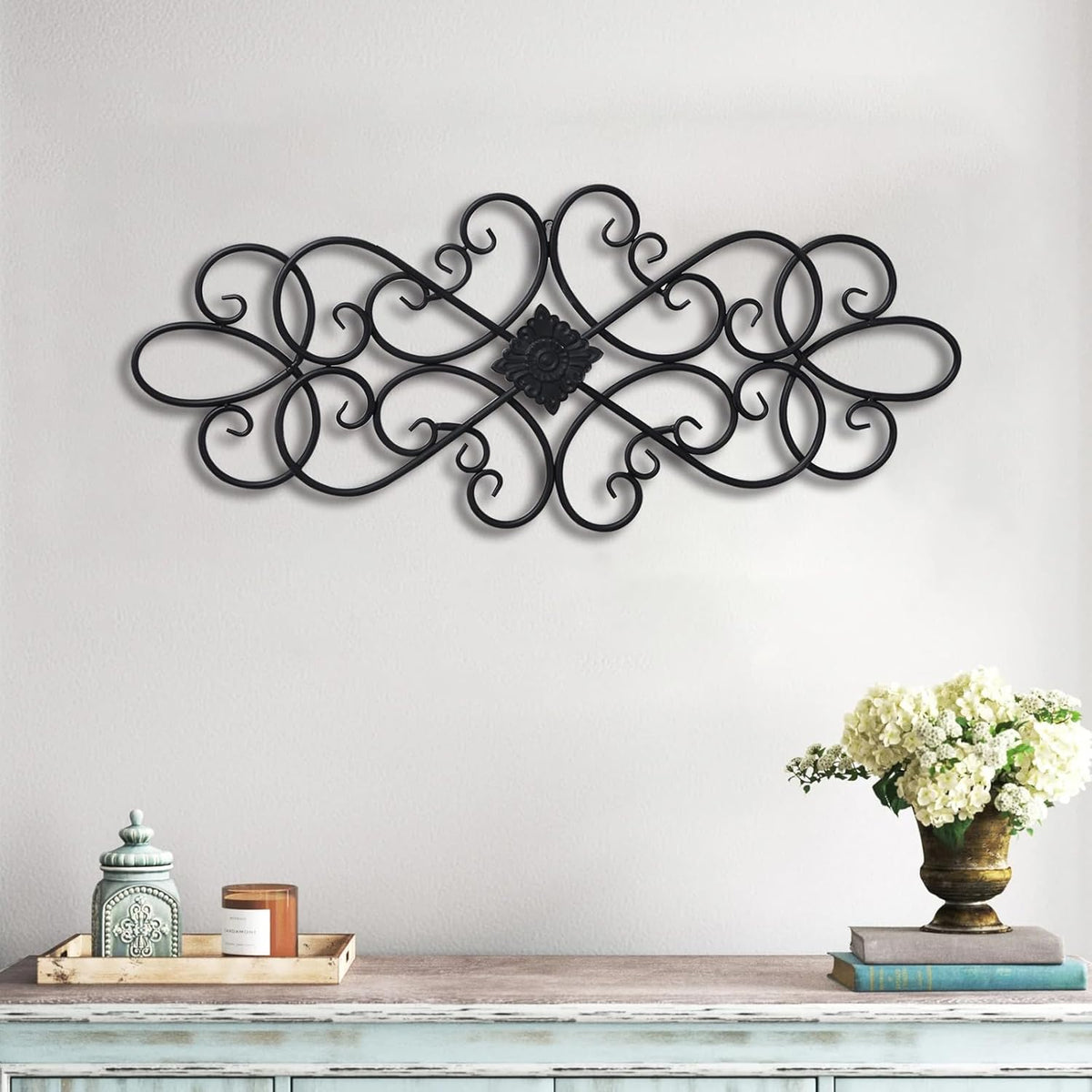 Sintosin Black Wrought Iron Wall Decor 32" x 13"
