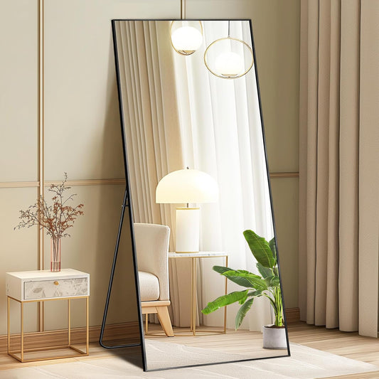 DUMOS 64"x21" Full Length Mirror with Stand, Full Body Floor Mirror