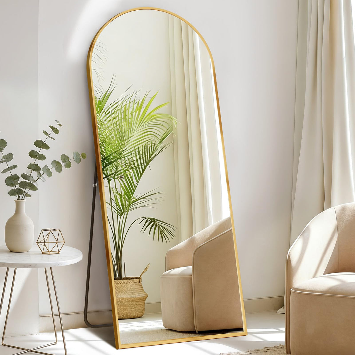 DUMOS 64"x21" Full Length Mirror with Stand, Full Body Floor Mirror