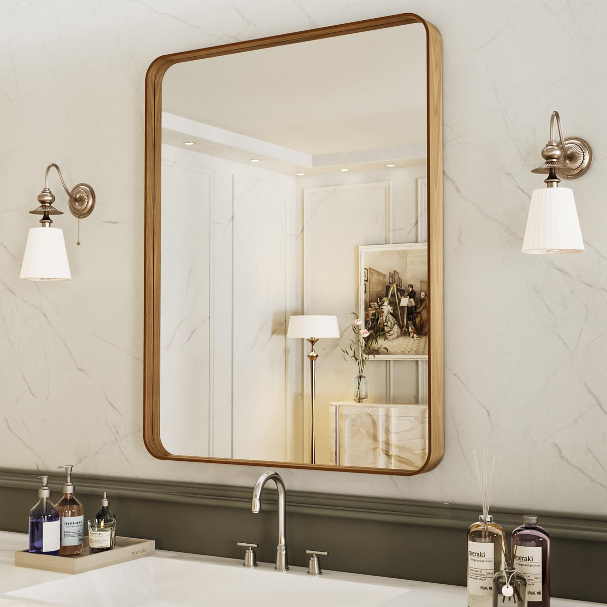 LOAAO 22X30 Inch Black Bathroom Mirror Metal Framed