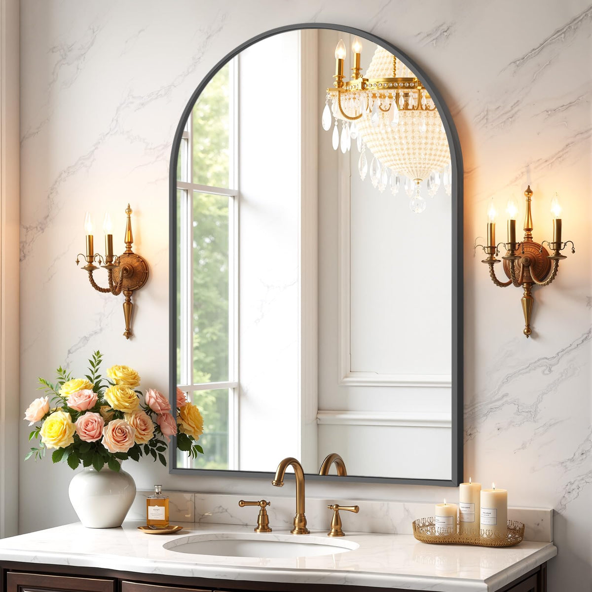 Bathroom Mirror for Wall, 24 Inch Round Mirrors