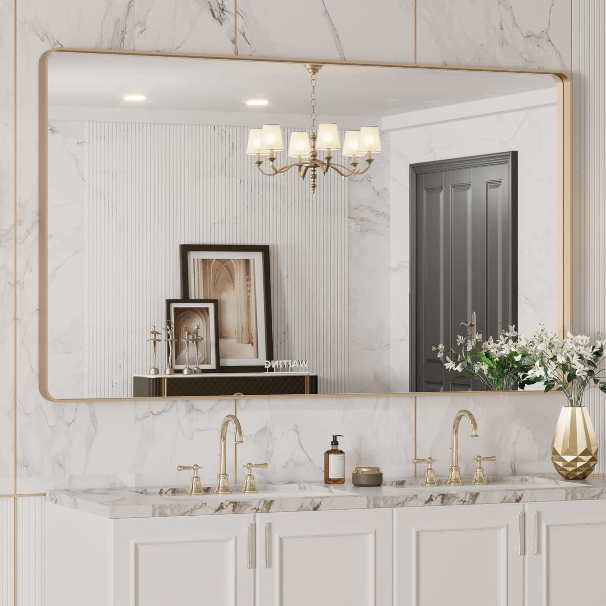 LOAAO 22X30 Inch Black Bathroom Mirror Metal Framed