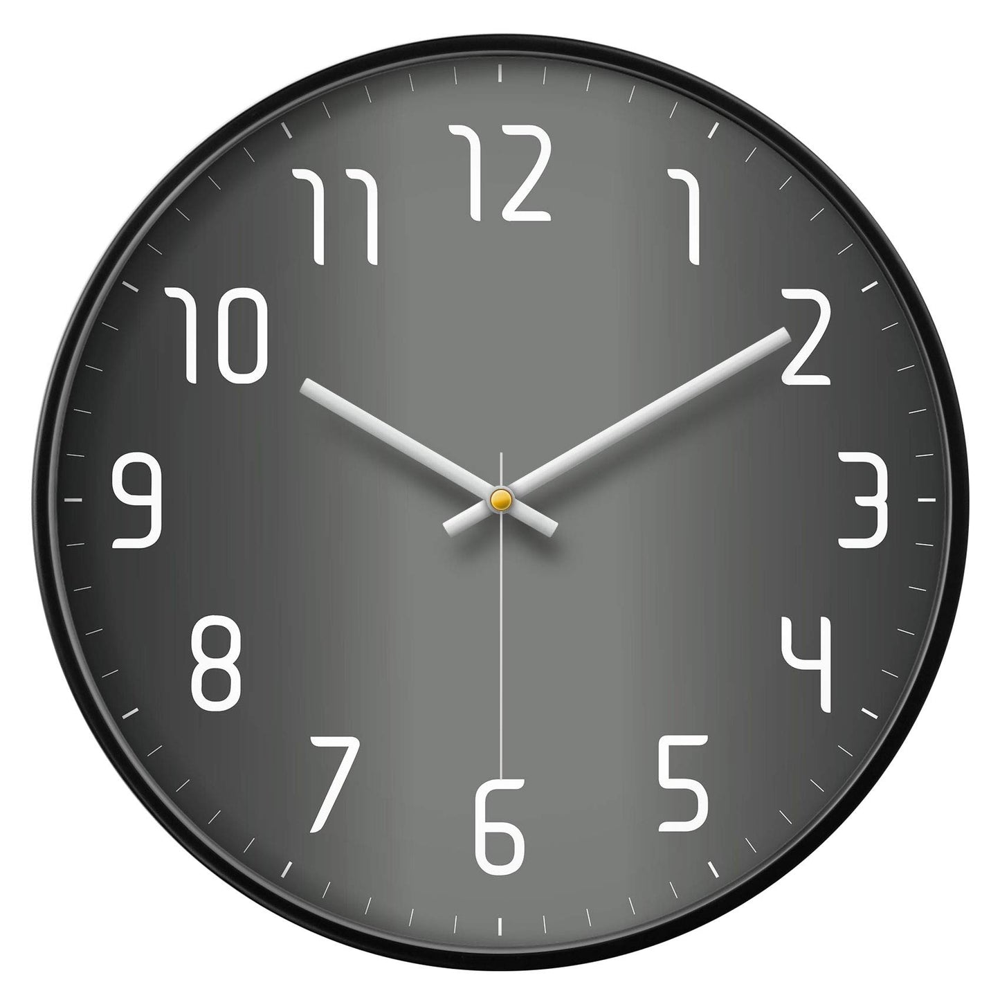 Silent Non-Ticking Analog Wall Clock, Gradient Black, 12''