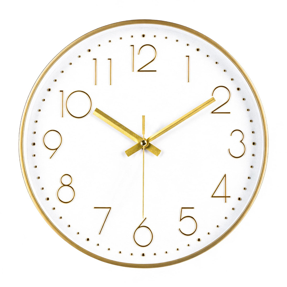 jomparis Wall Clock 12 Inch Non-Ticking Silent Battery Operated Round Wall Clock Modern Elegant Simple Style Clock for Home Office Kitchen Bedroom Living Room