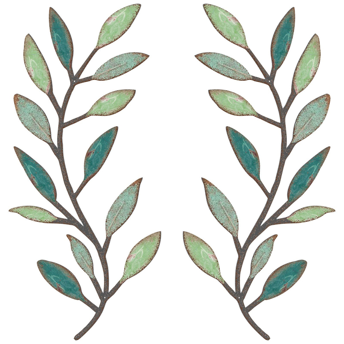 Zhengmy 2 Pcs Metal Leaf Wall Art Vine Branch Decor,Lively Colors