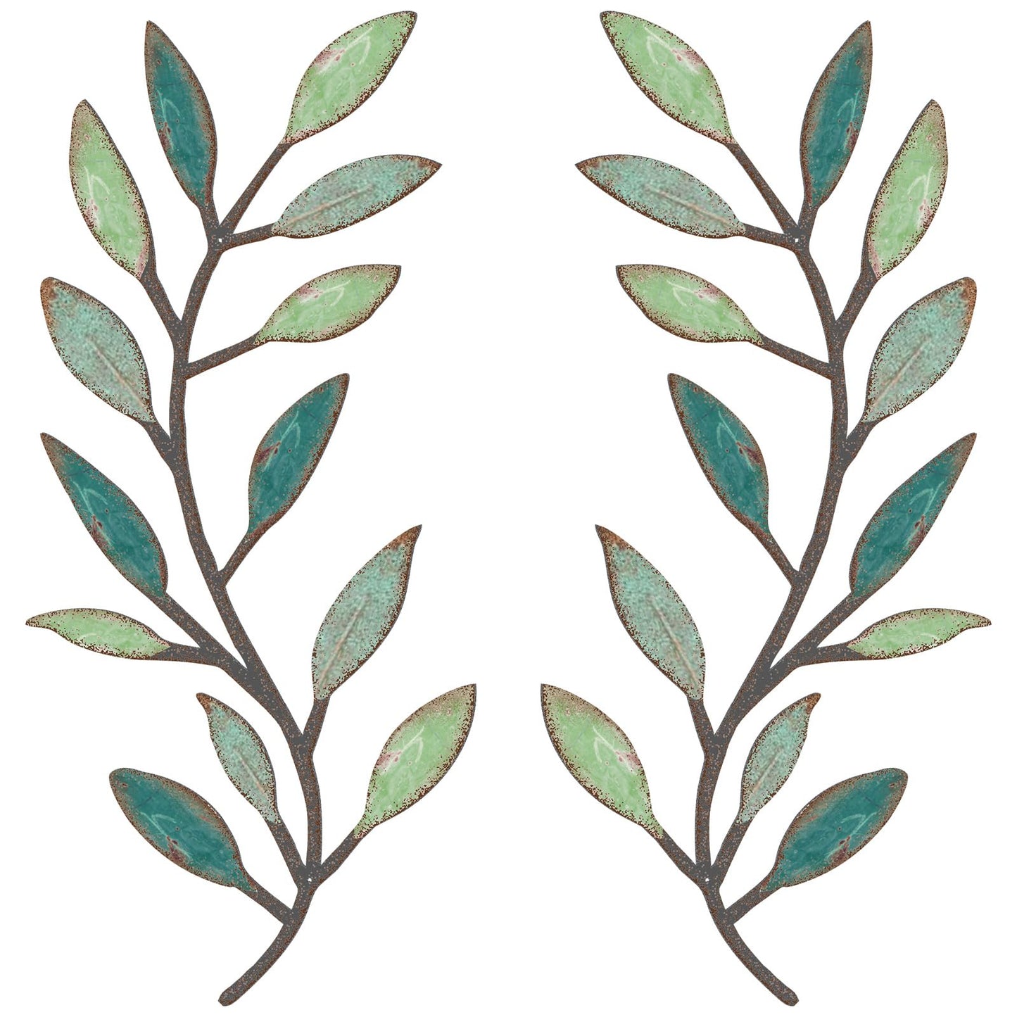 Zhengmy 2 Pcs Metal Leaf Wall Art Vine Branch Decor,Bright Colors