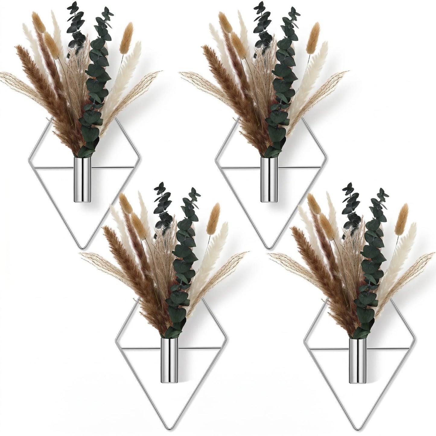 Jexine 4 Pcs Hanging Artificial Planters Wall Decor, Black, Eucalyptus