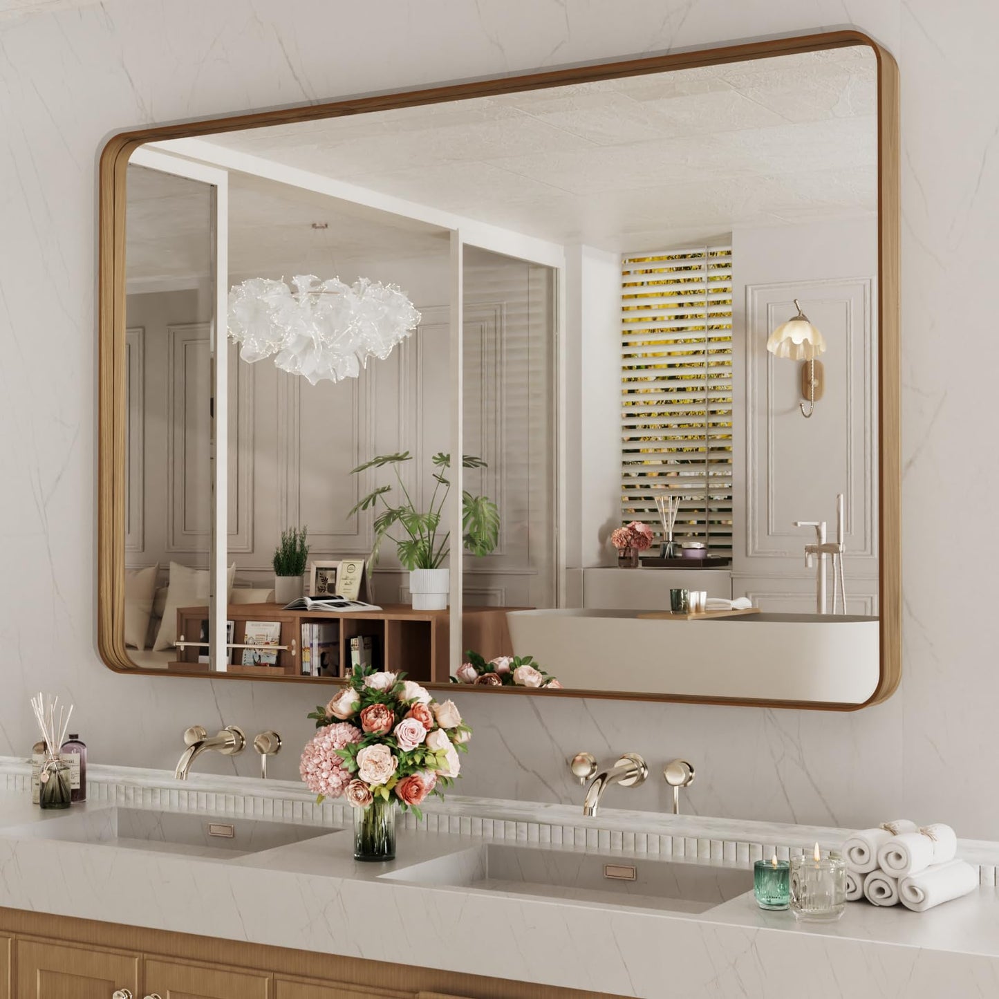 LOAAO 22X30 Inch Black Bathroom Mirror Metal Framed