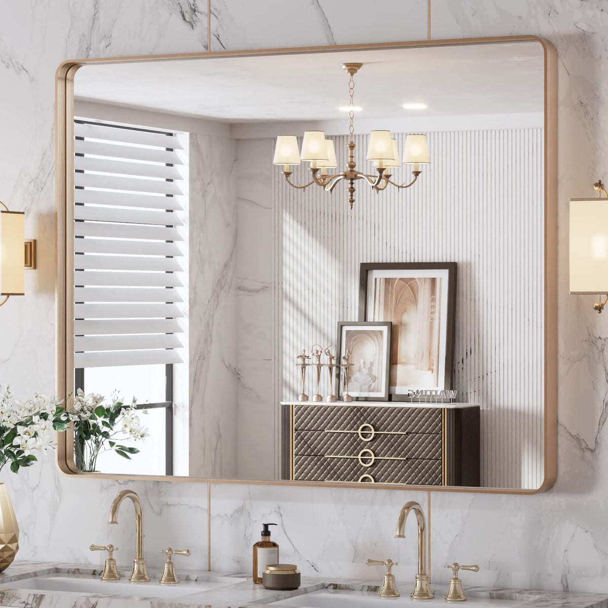 LOAAO 22X30 Inch Black Bathroom Mirror Metal Framed