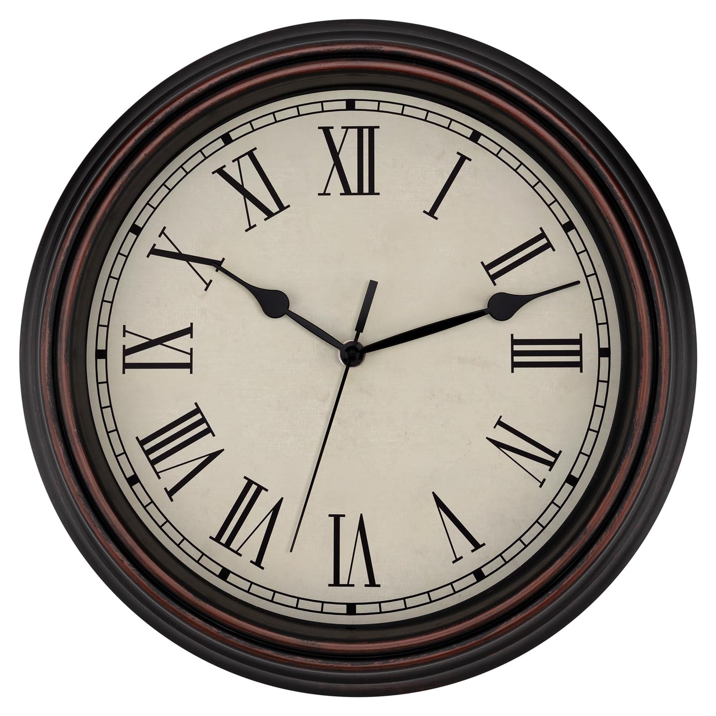 Foxtop Retro Silent Non-Ticking Round Classic Clock Quartz Decorative Battery Operated Wall Clock for Living Room Kitchen Home Office 12 Inch (Bronze)