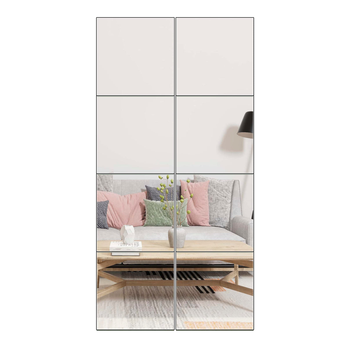 Ruomeng Home Gym Mirrors 12 Inch x 12Pcs Wall Mounted Mirror Glass Frameless Full Length Mirror Tiles for Home Gym, Bedroom, Door & Bathroom