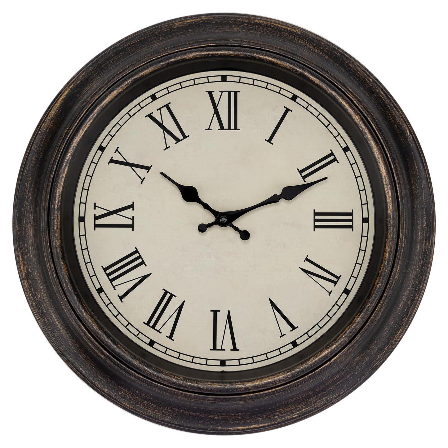 Foxtop Retro Silent Non-Ticking Round Classic Clock Quartz Decorative Battery Operated Wall Clock for Living Room Kitchen Home Office 12 Inch (Bronze)