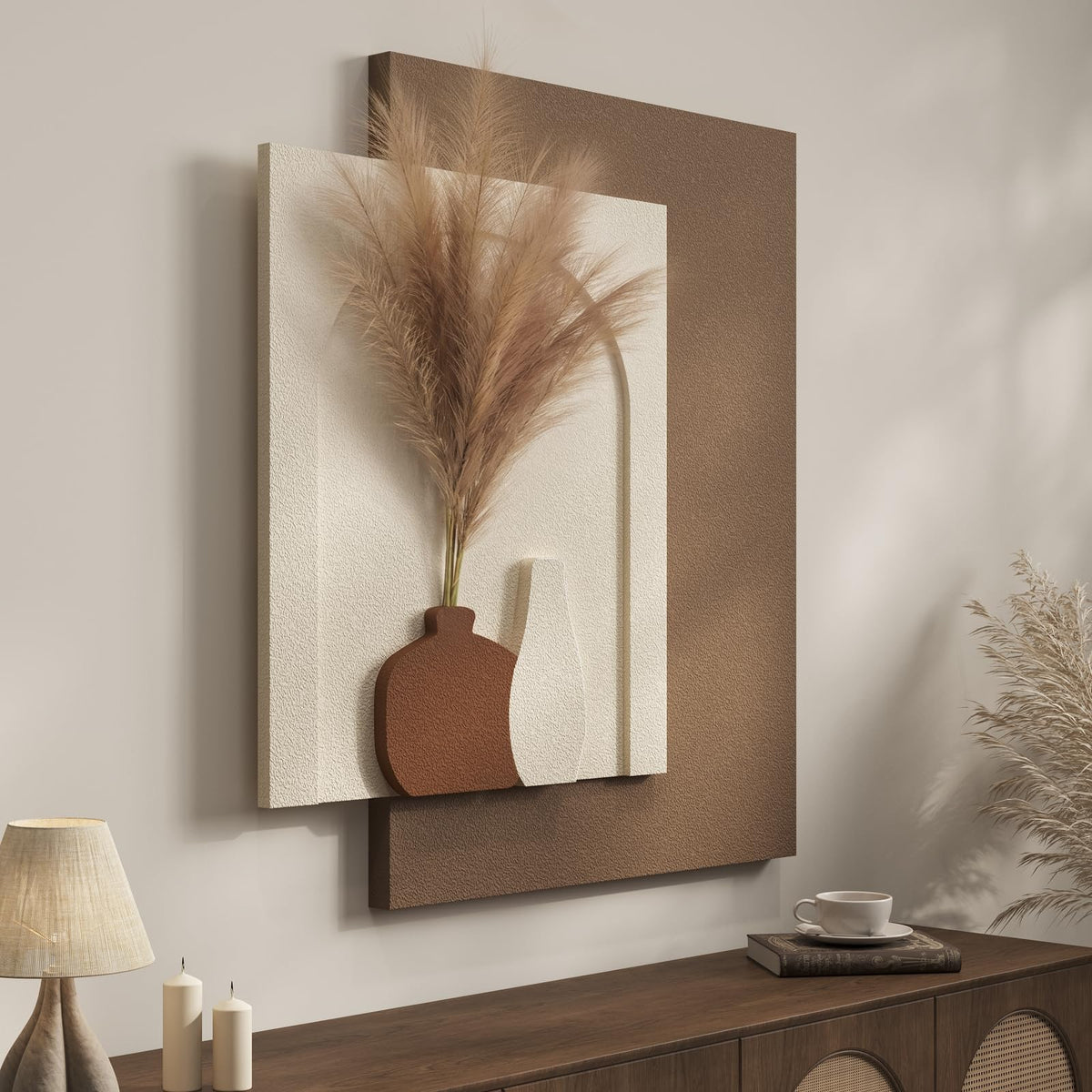 Large Wood Abstract Wall Art for Living Room, Modern 3D Artwork for Walls