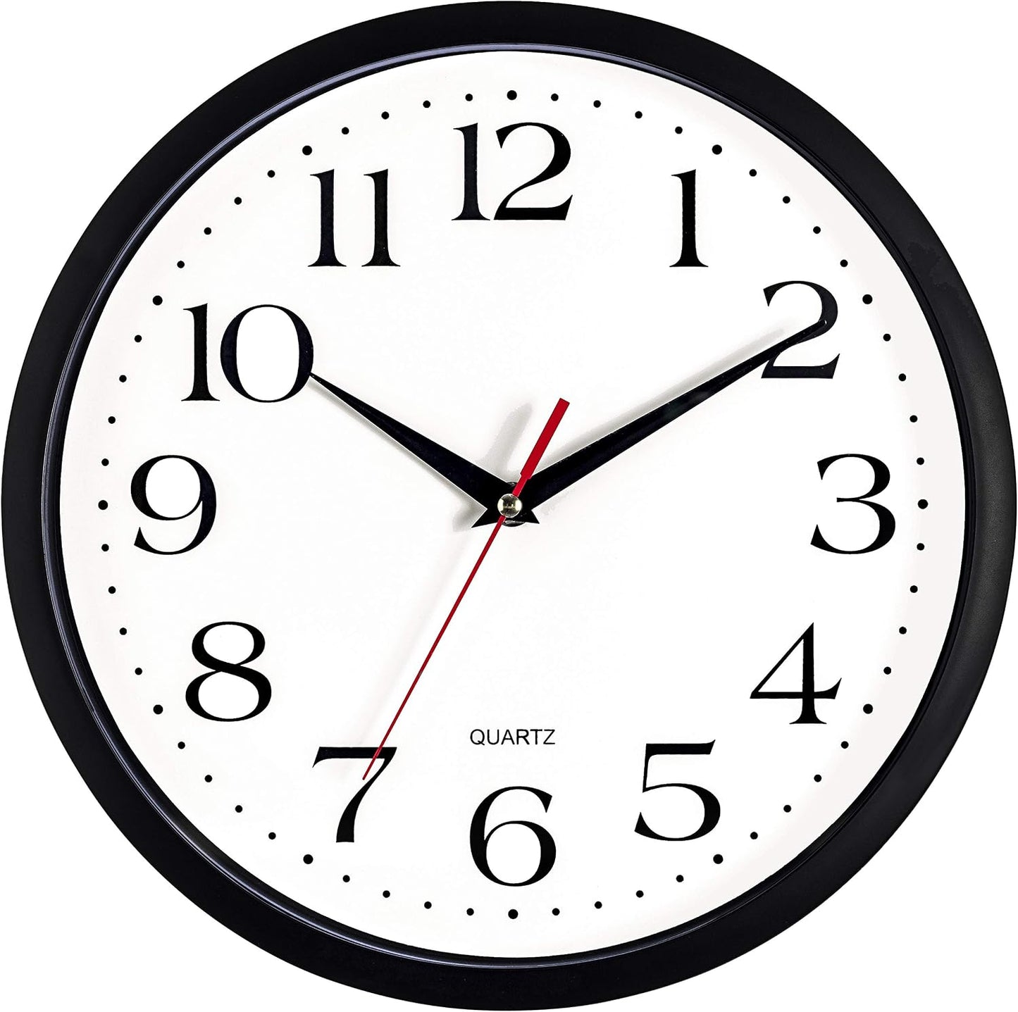 Bernhard Products Black Wall Clock Silent Non Ticking 12 Inch Quality Quartz Battery Operated Round Easy to Read Home/Office/Kitchen/Classroom/School Clocks