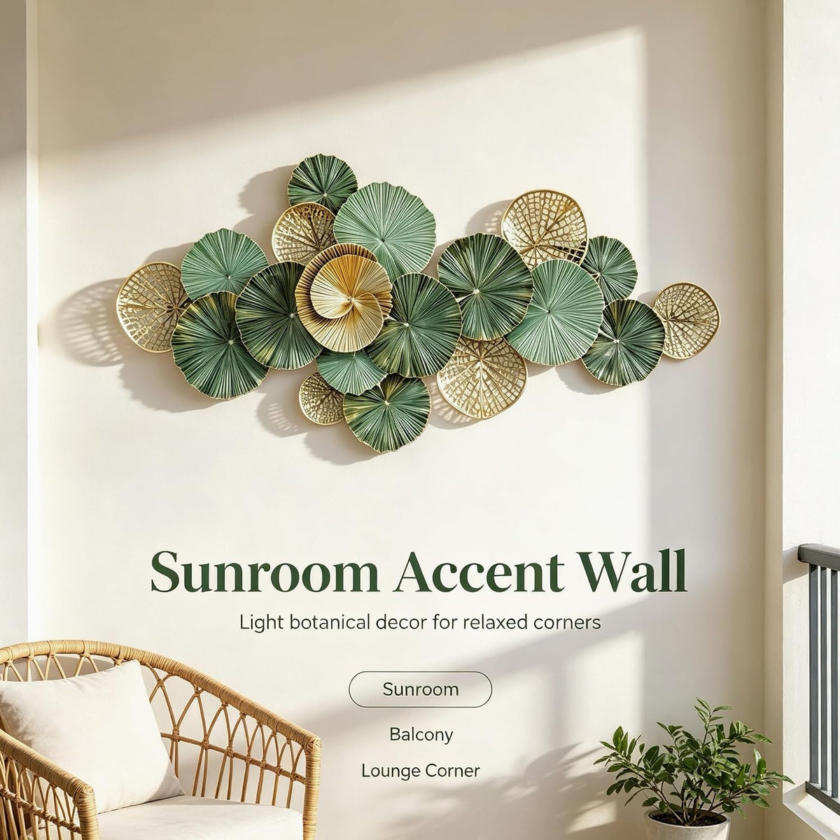 Roivikis Large Metal Wall Art Decor, 3D Abstract Lotus Leaves Wall Handcrafted Modern Decoration for Indoor Outdoor for Living Room, Bedroom, Entryway 52" x 24"