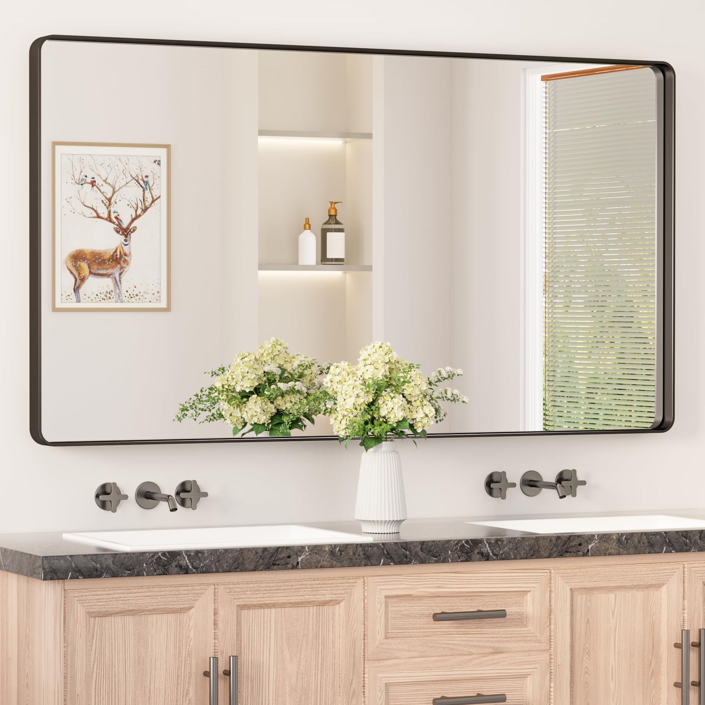 Keonjinn 20 x 30 Inch Brushed Nickel Bathroom Mirrors for Over Sink