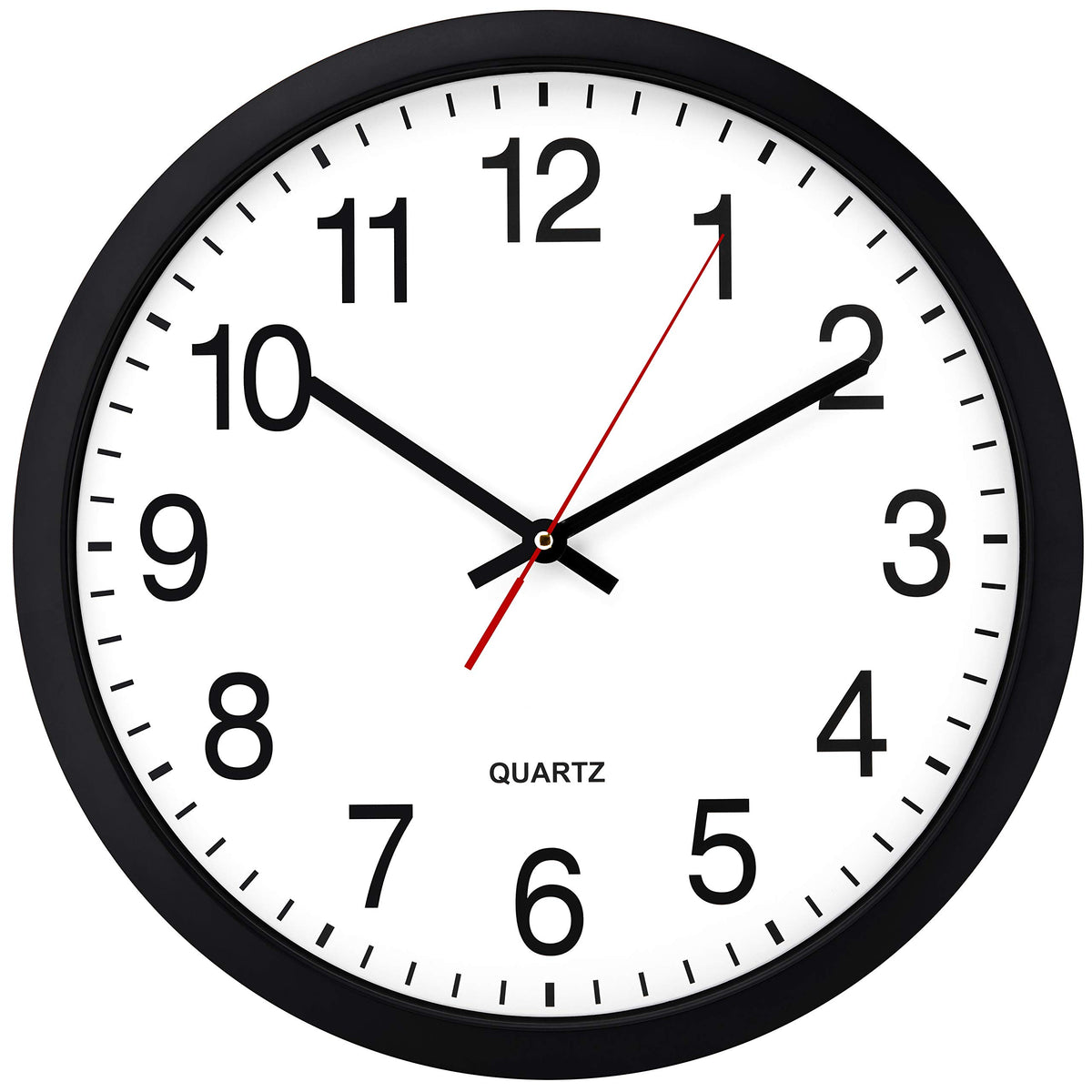 Bernhard Products Black Wall Clock Silent Non Ticking 12 Inch Quality Quartz Battery Operated Round Easy to Read Home/Office/Kitchen/Classroom/School Clocks