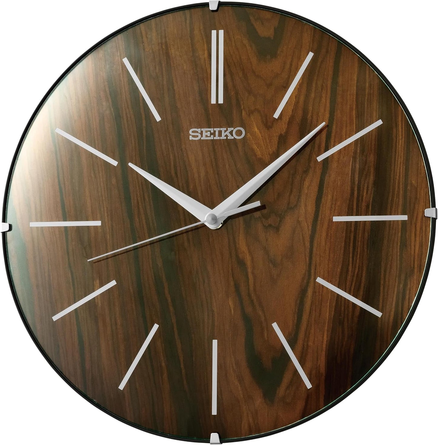 SEIKO QXA867BLH Urban Non Ticking Wall Clock, Brown, 12 Inches