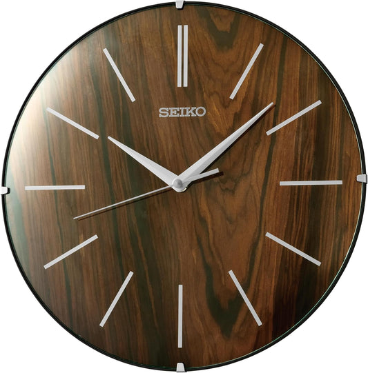 SEIKO QXA867BLH Urban Non Ticking Wall Clock, Brown, 12 Inches