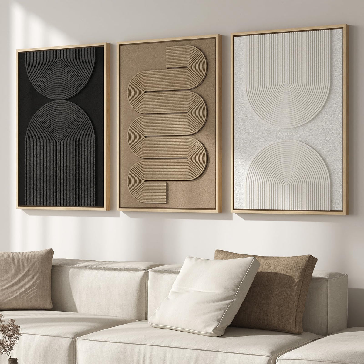 Large Wood Abstract Wall Art for Living Room, Modern 3D Artwork for Walls