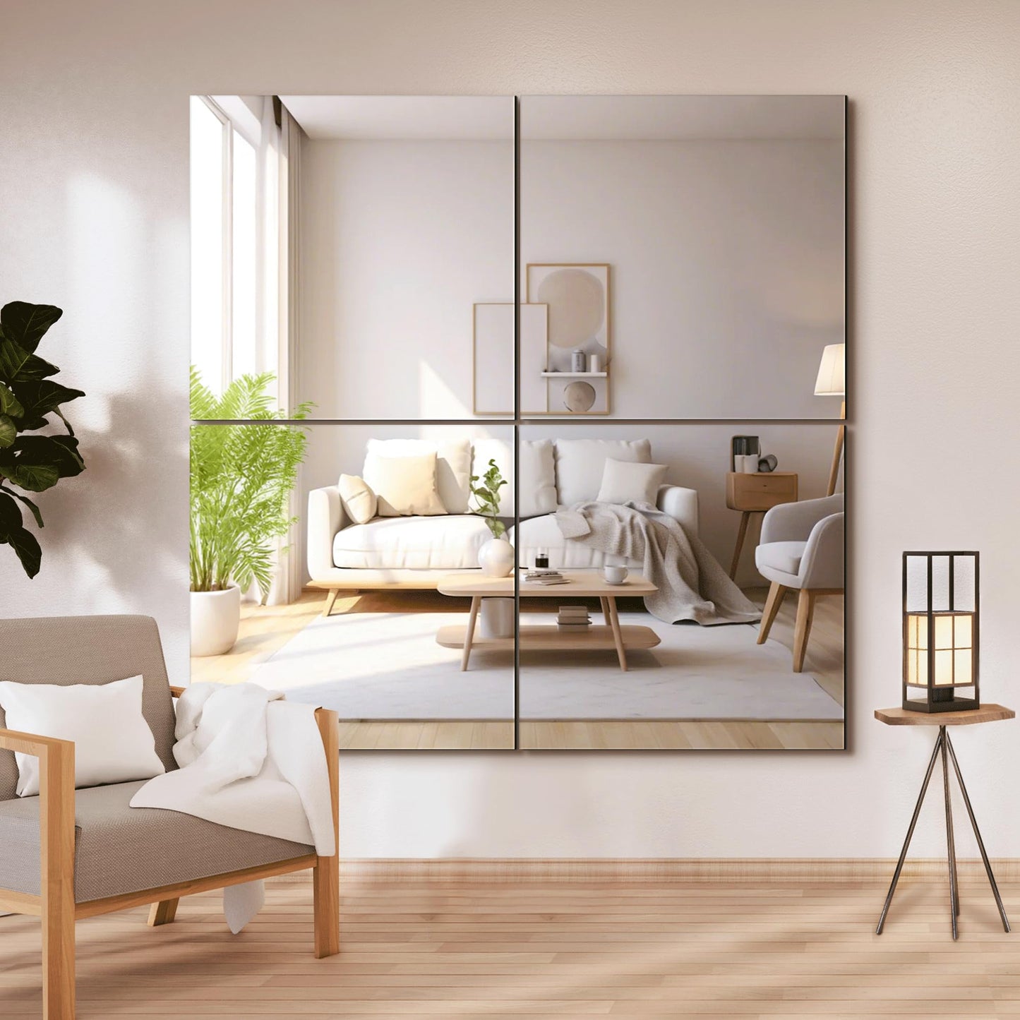 Delma Frameless Mirror Tiles 14"x12"x8 Pcs Wall Mounted