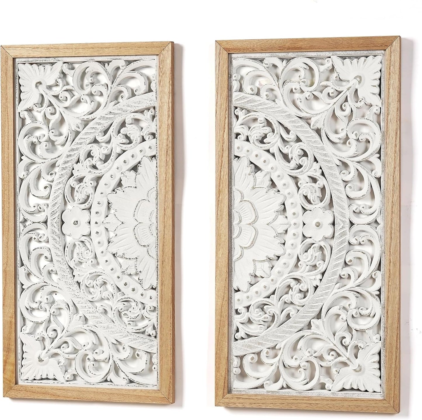 2 Panel Wall Art Decor Wall Sculpture, Carved Wood Wall Decor Wall Hanging