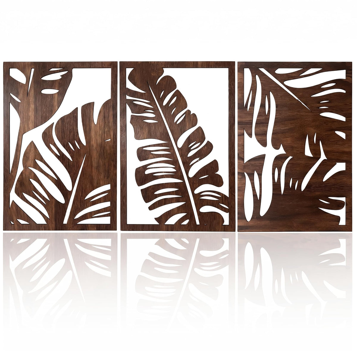 Motivilla Wood Wall Art Set of 3, Dark Floral Decor for Living Room