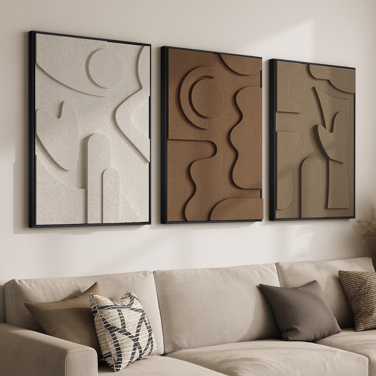 Large Wood Abstract Wall Art for Living Room, Modern 3D Artwork for Walls