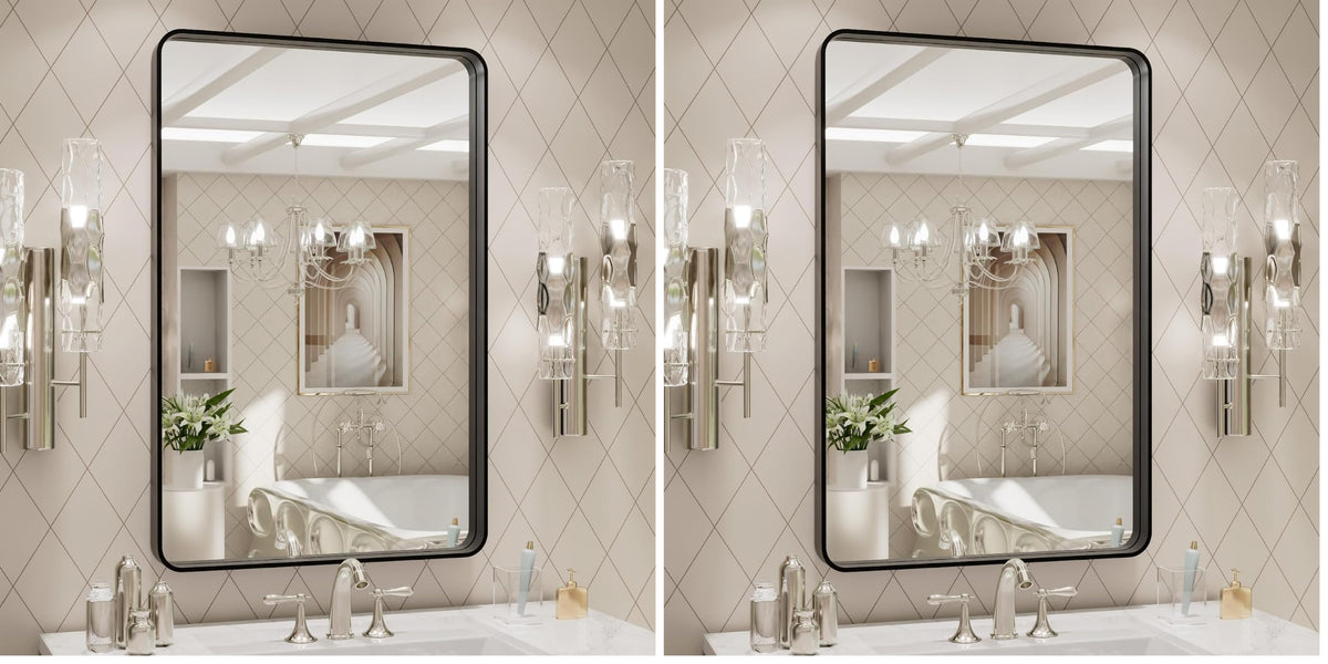 LOAAO 22X30 Inch Black Bathroom Mirror Metal Framed
