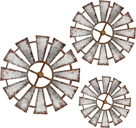 Yookeer 3 Pcs Wood Windmill Wall Decor Rustic Farmhouse Decor,Farmhouse