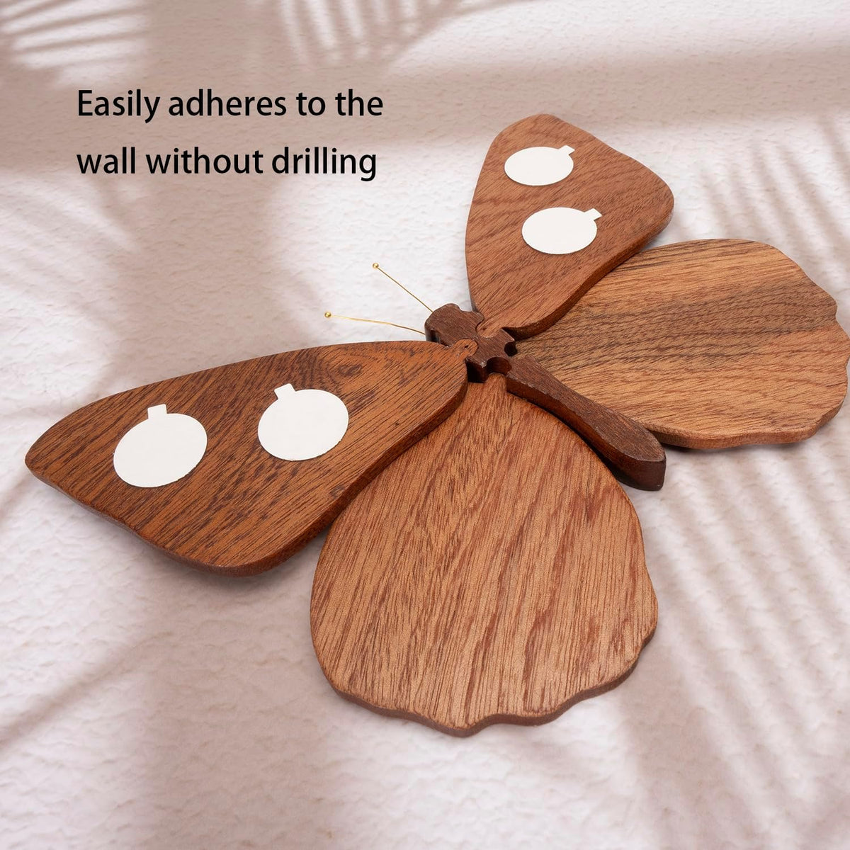 Telinego 2 Pack Handmade Wooden Butterfly Wall Art Sculpture Hanging Decor